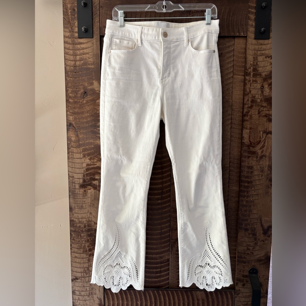 White House Black Market Crop Jean with Eyelet Hem